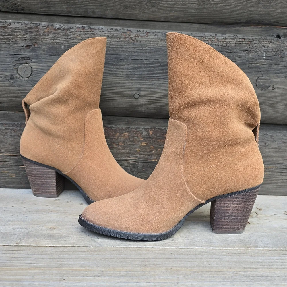 Nine West Frassie Western Boho, Suede Block Heel, Comfort Bootie 8.5M - Picture 5 of 12